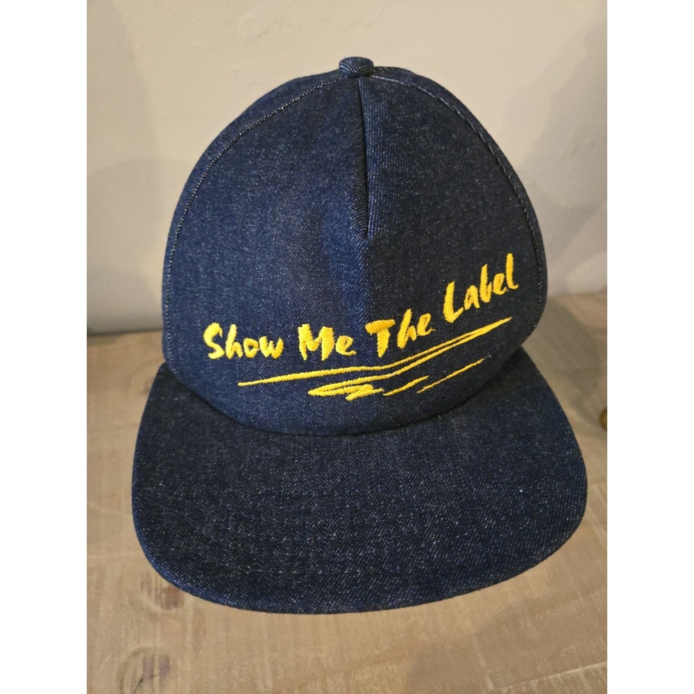 Vtg Sheet Metal Snapback Hat Cap Union Made USA Denim Blue Show Me The Label